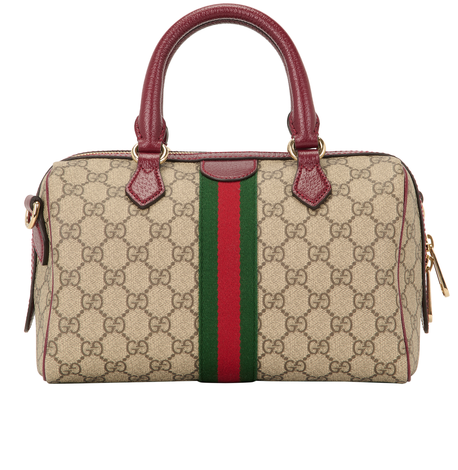 Medium Ophidia Boston, &pound;795, Handbags, Beige/Burgundy, Canvas/Leather, Back view